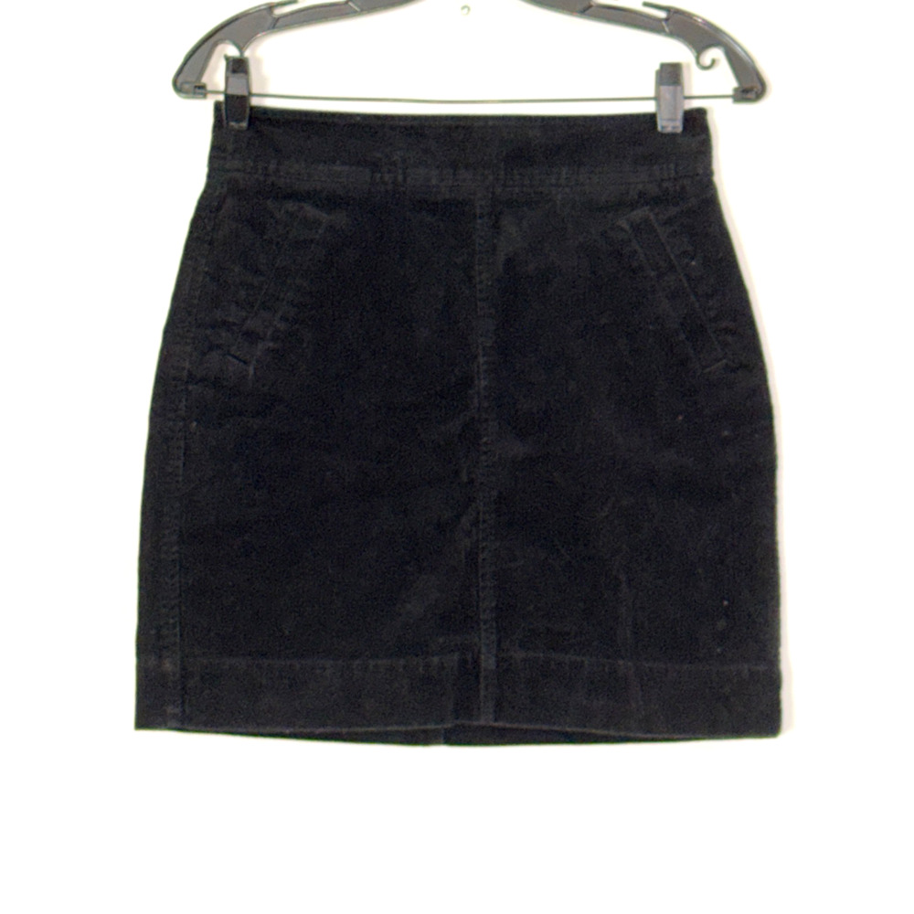 Ann Taylor Loft Womens Black OP Skirt Back Zip Closure Pockets Corduroy A Line
